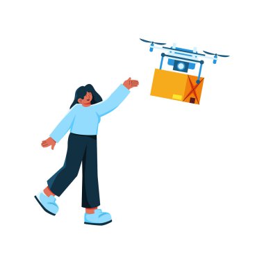 Paket vektör çizimine sahip teslimatçı kadın