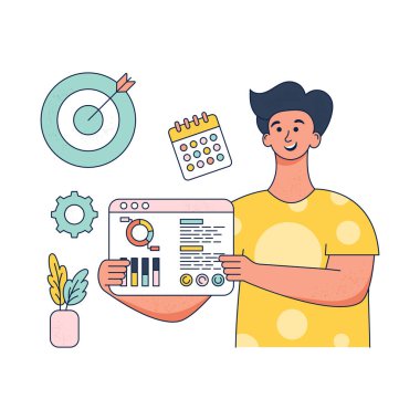 Bilgisayarda çalışan genç adam.