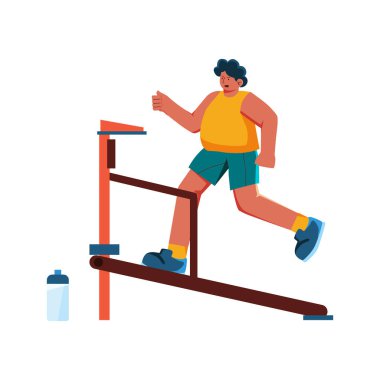 Sporda koşu bandı olan genç bir adam.