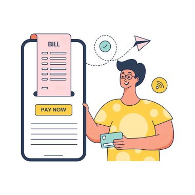 ödeme, ödeme ve ödemeler düz vektör çizimi