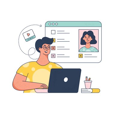 Online öğrenim, online eğitim. düz vektör illüstrasyonu.