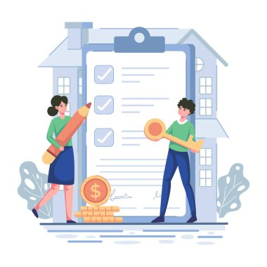 Gayrimenkul kavramı. resimleme.