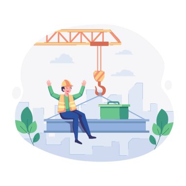 Salıncaklı bir adamın vektör düz tasarımı