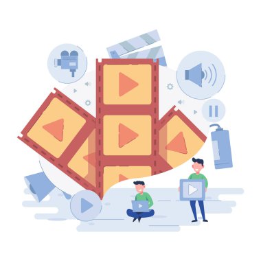 bilgisayar ve akıllı telefona sahip video oynatıcı