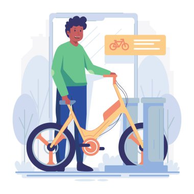 Şehirde elektrikli bisiklet kullanan bir adam.