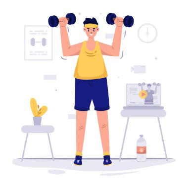 Dambılı fitness adamı.
