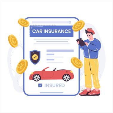 Bir adam araç sigortası formunu dolduruyor.