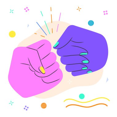 Mor ve pembe renkte sıkılmış ellerin tasviri