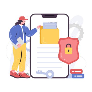 Bir adam, gizlilik güvenliği için dosya depolama veri güvenliğini çift kilit ile yönetir