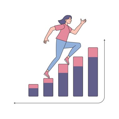 İş kadını istatistik çubuğu vektör çizimi tasarımı ile