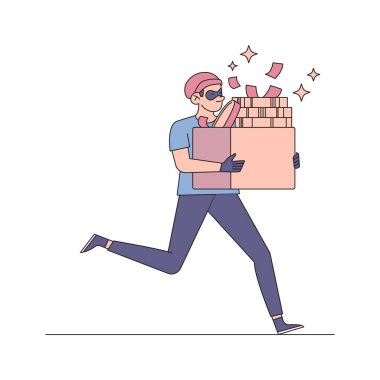 Elinde karton kutular olan adam hızlı teslimat servisi çizimi yapıyor.