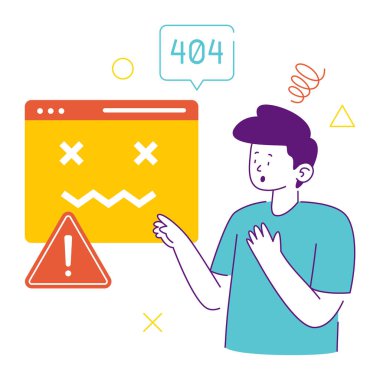 Hata 404 düz biçim vektör çizimi tasarımı
