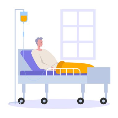 Hasta hasta hastane yatağı taşıyıcı illüstrasyonunda