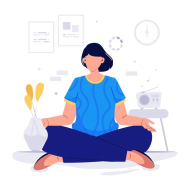 Meditasyon için düz tasarım konsepti.