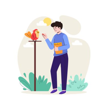 Adam gazete okuyor. düz resimleme.