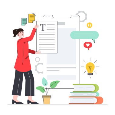 Gazete okuyan genç iş adamının düz çizimi