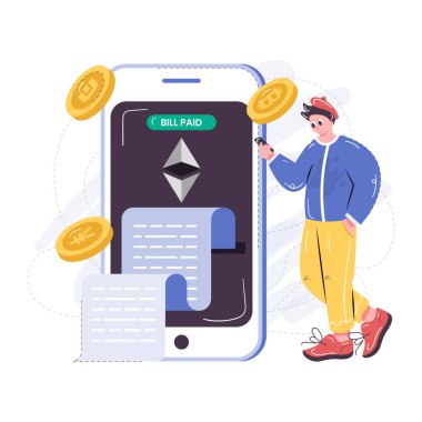 Kripto para birimi madencilik konsept vektör çizimi