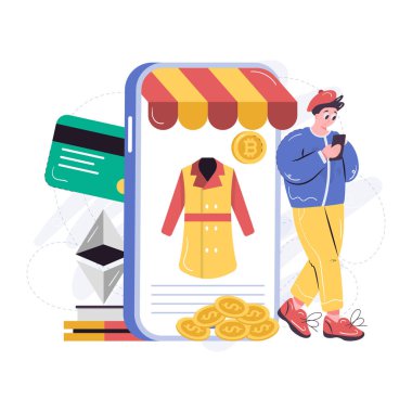 Alışveriş çevrimiçi konsept vektör illüstrasyonu