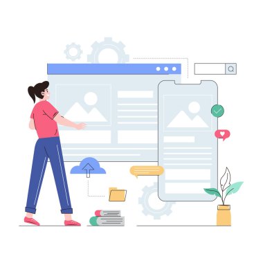 Web tasarım konsepti. Web geliştirme ve optimizasyon. düz vektör illüstrasyonu.