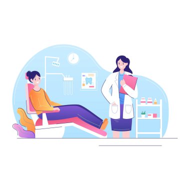 Doktor ve hasta tıbbi atama vektör çizimi ile