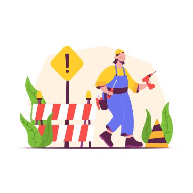 Yapı işareti olan insanların vektör çizimi.