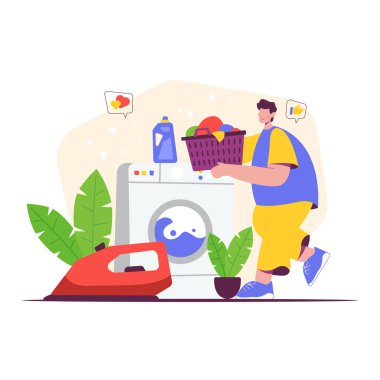 Çamaşır servisi konsepti. vektör illüstrasyonu.