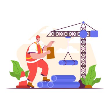 İnşaat alanında çalışan bir adam. vektör düz tasarımı.