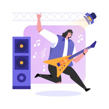 Müzisyen ve müzik vektörü illüstrasyonu çalan rock grubu kompozisyonu