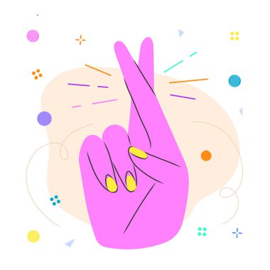 Beyaz arka planda parmağı olan vektör eli