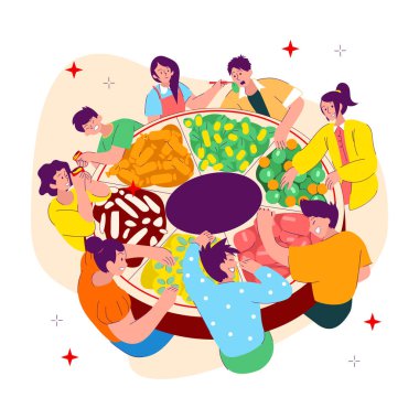 Oturma odasındaki bir ailenin vektör çizimi