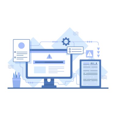 Web geliştirme konsepti. düz dizayn. vektör illüstrasyonu