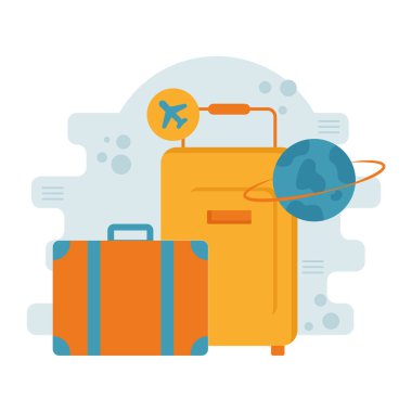 seyahat çantası ve uçak