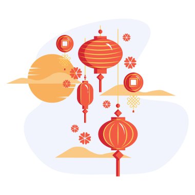 Çin sonbahar ortası festival vektör tasarımı
