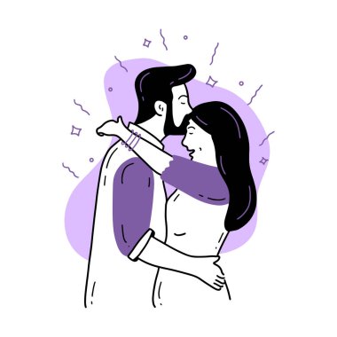 Sevgilisi olan çift sarılıyor..