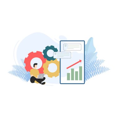 Planlama, planlama, planlama, planlama ve strateji sürecinin düz tasarım vektörü çizimi.