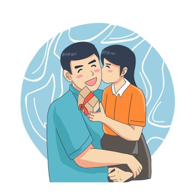 Mutlu baba-oğul kucaklaşması, sevgi ve sarılma, vektör illüstrasyonu