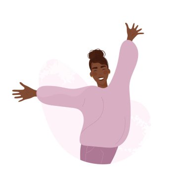 Dans eden Afrikalı Amerikalı mutlu bir kız. pozitif duygular. pozitif duygular.