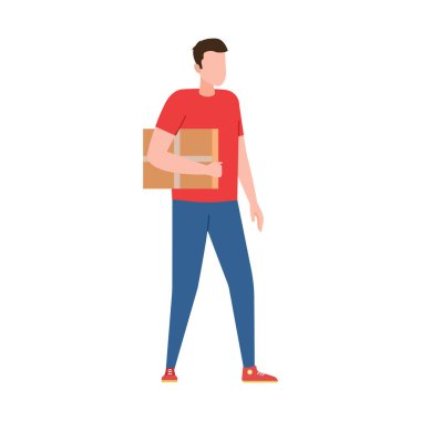 Kutu vektör illüstrasyon tasarımlı teslimatçı