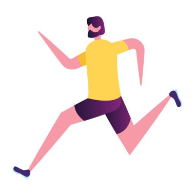 koşan sporcu maske ve spor kıyafetleri vektör çizimi tasarımı ile