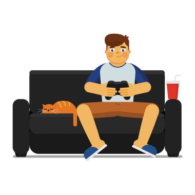 Televizyonu ve joystick 'i olan adam