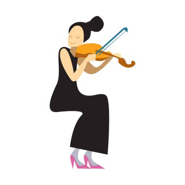 Keman karakteri temsili tasarımı oynayan genç bir kadın