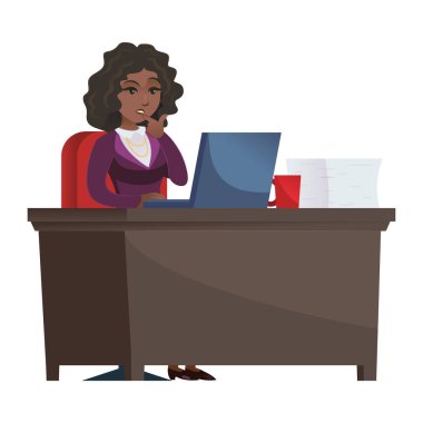 İş yerinde çalışan Afrikalı Amerikalı kadın..