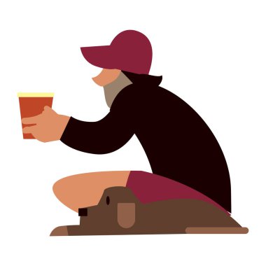 Adam bira ikonu vektör çizimi tasarımı içiyor