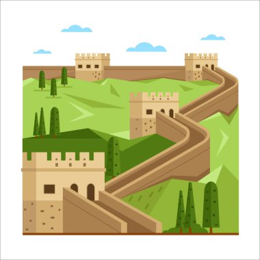 Bir ortaçağ kalesinin vektör çizimi