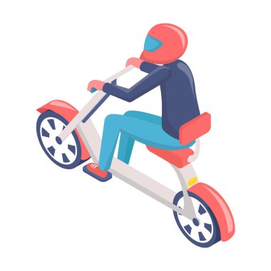 Scooter 'a binen kurye düz vektör çizimi