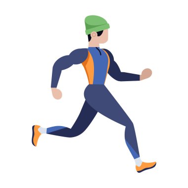 atlet çalışan ikon, izometrik biçim