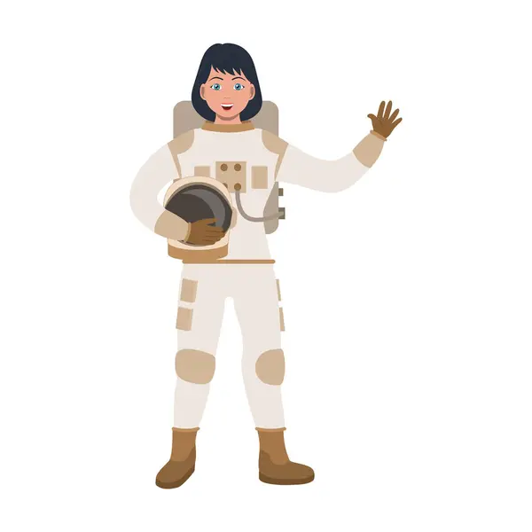 Beyaz kasklı astronot kadın.