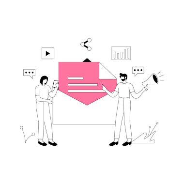 İş ekibi bilgisayar ve akıllı telefon vektör illüstrasyonuyla çalışır