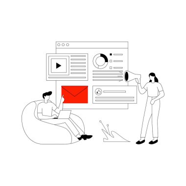 dizüstü bilgisayarı olan insanların düz çizimi