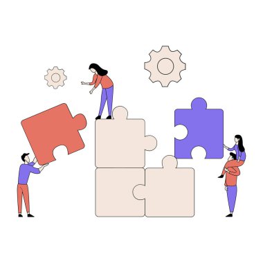 iş ekibi çalışması ve iş adamları vektör illüstrasyonuName